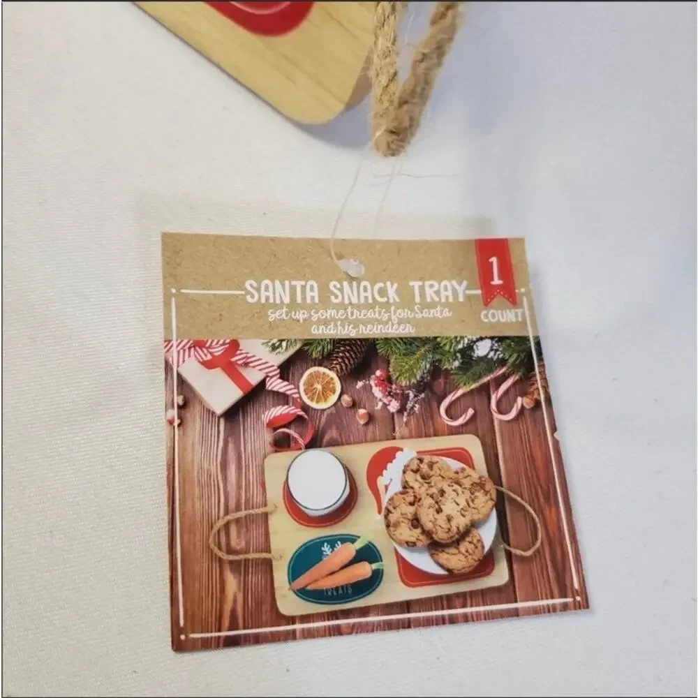 New Target Bullseye Wood Santa Snacks Drink Reindeer Treats Christmas Tray